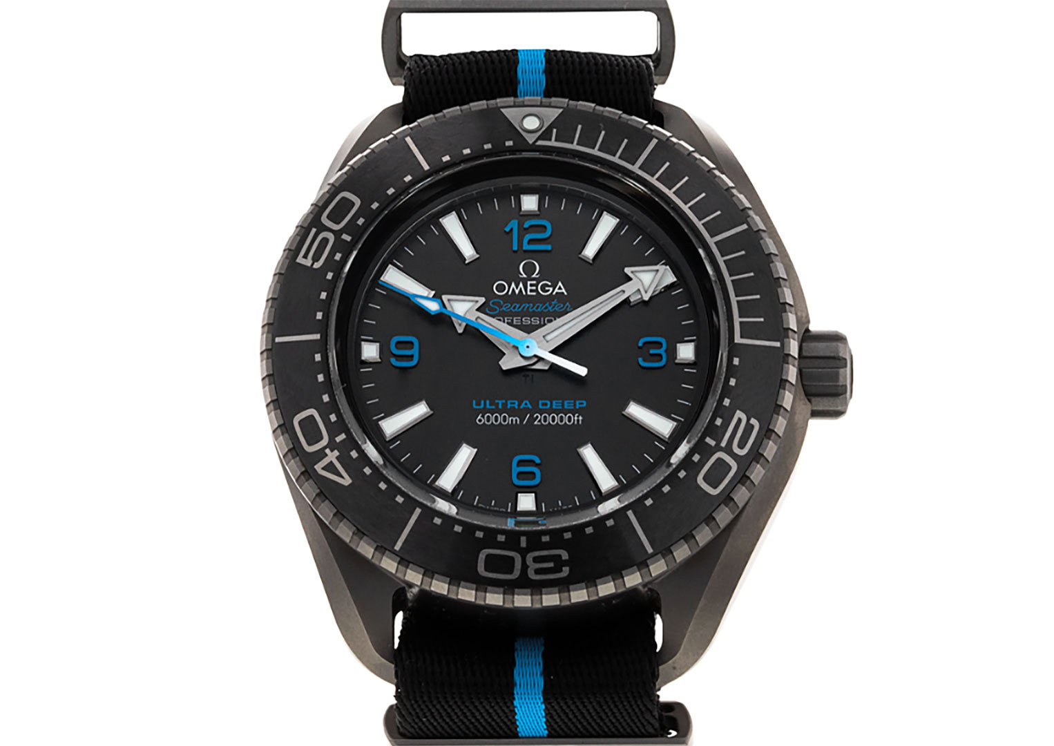 In the Planet Ocean series you'll find the largest, most water resistant Seamasters